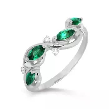 Кольцо с изумрудами и бриллиантами Линии Любви