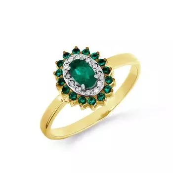 Кольцо с изумрудами и бриллиантами Линии Любви