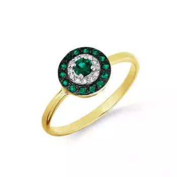 Кольцо с изумрудами и бриллиантами Линии Любви