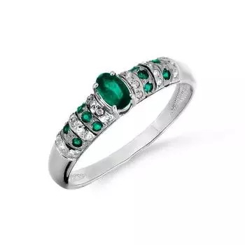 Кольцо с изумрудами и бриллиантами Линии Любви