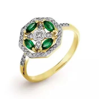 Кольцо с изумрудами и бриллиантами Линии Любви