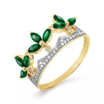Кольцо с изумрудами и бриллиантами Линии Любви