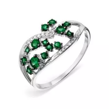 Кольцо с изумрудами и бриллиантами Линии Любви