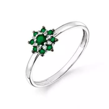 Кольцо с изумрудами и бриллиантами Линии Любви