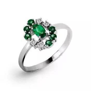 Кольцо с изумрудами и бриллиантами Линии Любви
