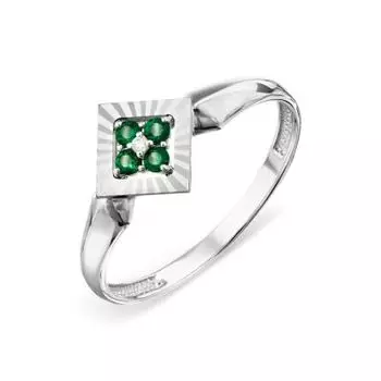 Кольцо с изумрудами и бриллиантом Линии Любви