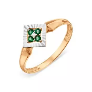 Кольцо с изумрудами и бриллиантом Линии Любви