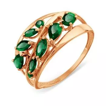 Кольцо с изумрудами искусственными Линии Любви