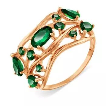 Кольцо с изумрудами искусственными Линии Любви