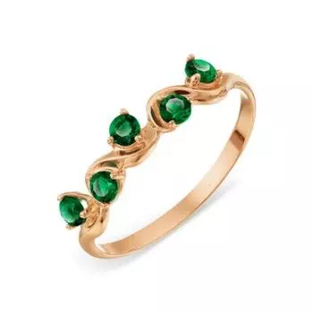 Кольцо с изумрудами искусственными Линии Любви