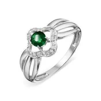 Кольцо с изумрудом и бриллиантами Линии Любви