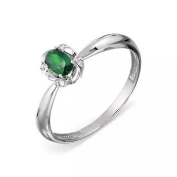Кольцо с изумрудом и бриллиантами Линии Любви