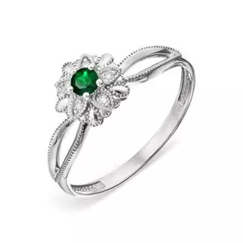 Кольцо с изумрудом и бриллиантами Линии Любви