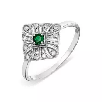 Кольцо с изумрудом и бриллиантами Линии Любви
