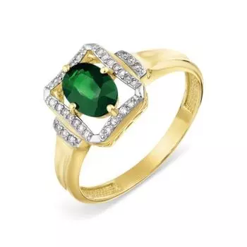Кольцо с изумрудом и бриллиантами Линии Любви