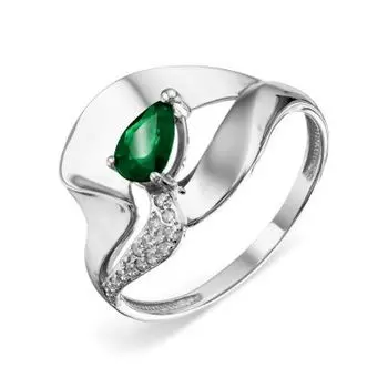 Кольцо с изумрудом и бриллиантами Линии Любви