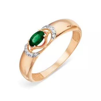 Кольцо с изумрудом и бриллиантами Линии Любви