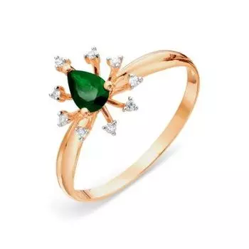 Кольцо с изумрудом и бриллиантами Линии Любви