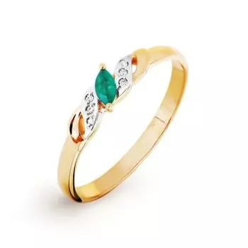 Кольцо с изумрудом и бриллиантами Линии Любви