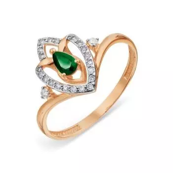 Кольцо с изумрудом и бриллиантами Линии Любви