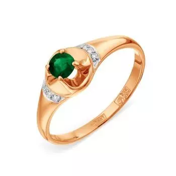 Кольцо с изумрудом и бриллиантами Линии Любви