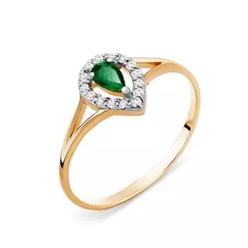 Кольцо с изумрудом и бриллиантами Линии Любви