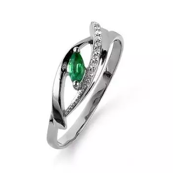 Кольцо с изумрудом и бриллиантами Линии Любви