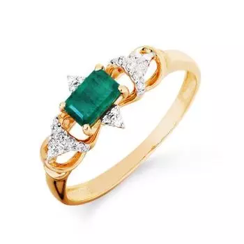 Кольцо с изумрудом и бриллиантами Линии Любви
