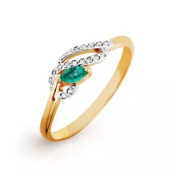 Кольцо с изумрудом и бриллиантами Линии Любви