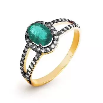Кольцо с изумрудом и бриллиантами Линии Любви