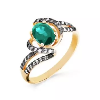Кольцо с изумрудом и бриллиантами Линии Любви
