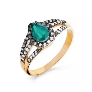 Кольцо с изумрудом и бриллиантами Линии Любви