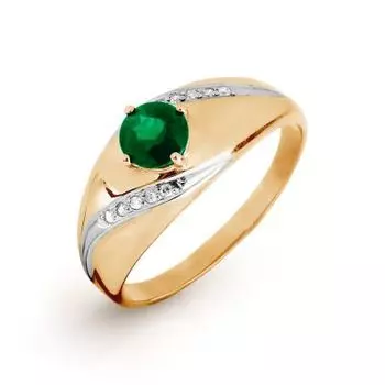 Кольцо с изумрудом и бриллиантами Линии Любви