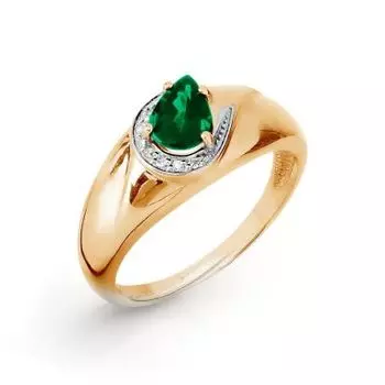 Кольцо с изумрудом и бриллиантами Линии Любви