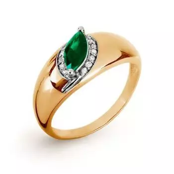 Кольцо с изумрудом и бриллиантами Линии Любви