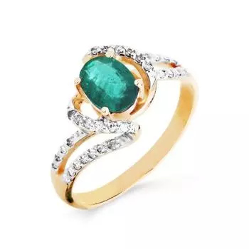Кольцо с изумрудом и бриллиантами Линии Любви