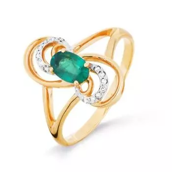 Кольцо с изумрудом и бриллиантами Линии Любви