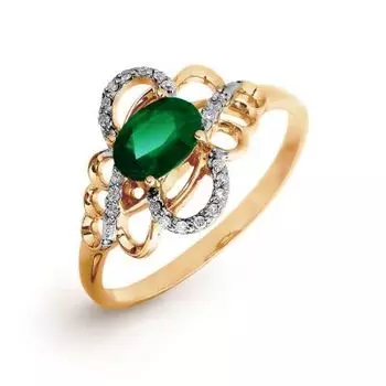 Кольцо с изумрудом и бриллиантами Линии Любви