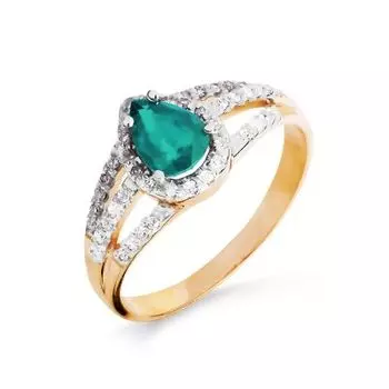 Кольцо с изумрудом и бриллиантами Линии Любви