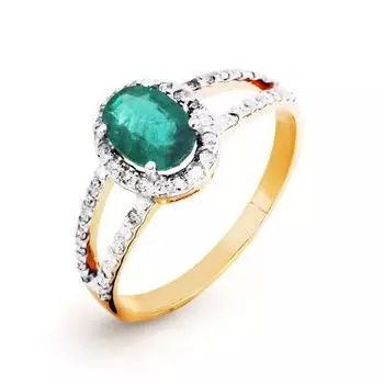 Кольцо с изумрудом и бриллиантами Линии Любви