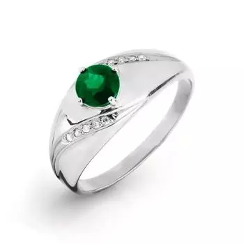 Кольцо с изумрудом и бриллиантами Линии Любви