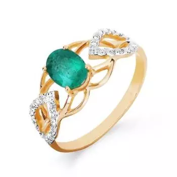 Кольцо с изумрудом и бриллиантами Линии Любви