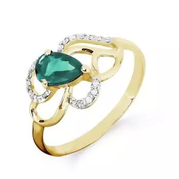 Кольцо с изумрудом и бриллиантами Линии Любви
