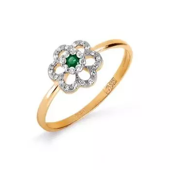 Кольцо с изумрудом и бриллиантами Линии Любви