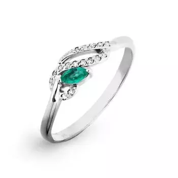 Кольцо с изумрудом и бриллиантами Линии Любви