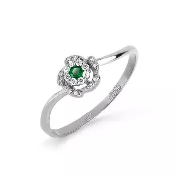 Кольцо с изумрудом и бриллиантами Линии Любви