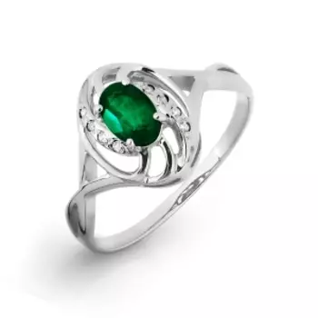 Кольцо с изумрудом и бриллиантами Линии Любви