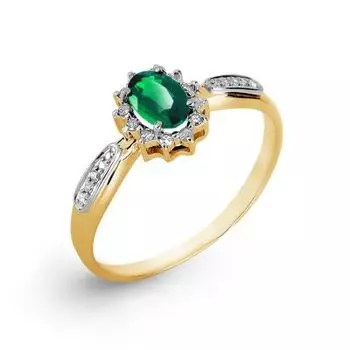 Кольцо с изумрудом и бриллиантами Линии Любви