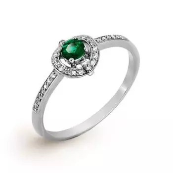 Кольцо с изумрудом и бриллиантами Линии Любви