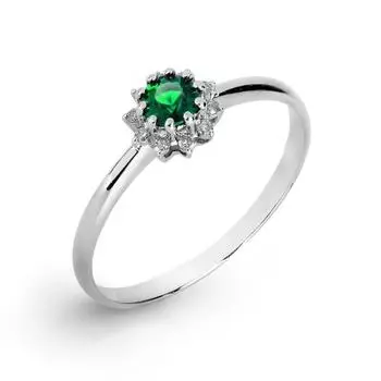 Кольцо с изумрудом и бриллиантами Линии Любви